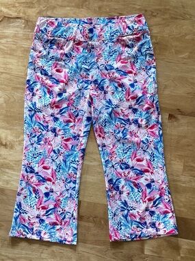 Stella Parker Wide Leg Capri Pants - Pink, Blue, White - Style KX20286 - L - NWT